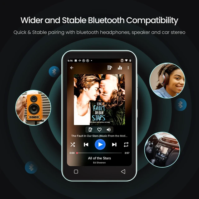 Alt view image 6 of 7 - 80GB Kids MP3 Player with Bluetooth, Parental Controls, Pre-Installed Spotify, Audible, 4" MP4 Player (Teal)