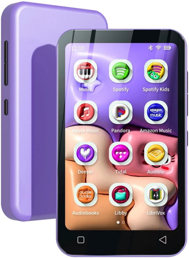 Main image of 80GB Kids MP3 Player with Bluetooth, Parental Controls, Pre-Installed Spotify, Audible, 4" MP4 Player (Purple)