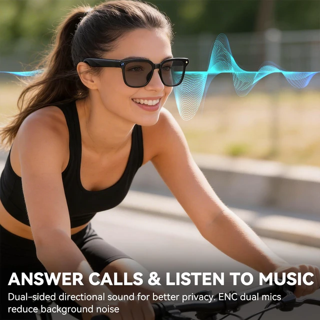 Alt view image 7 of 7 - AI Smart Glasses with Camera,8MP Camera Glasses,1080P Anti-Shake Video Recording, Real Time Translation,AI Voice Assistant,Object Recognition,Bluetooth Sunglasses for Men Women(Black Lenses)