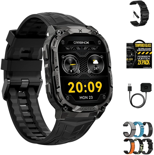Main image of Vortex Smartwatch (Answer/Make Calls), Military-Grade Rugged Fitness Tracker, IP69K Waterproof, Sport Design for Active Lifestyles (Black Ultimate Pack)