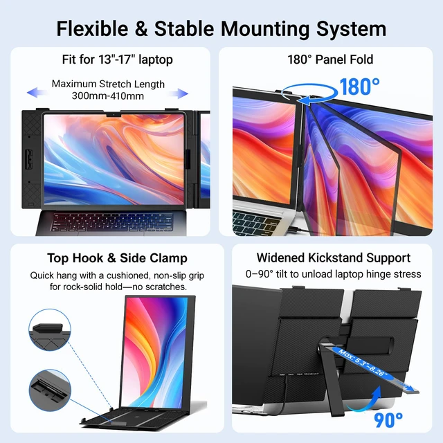 Alt view image 7 of 7 - Laptop Screen Extender, 14" FHD 1080P Laptop Monitor Extender, Ultra-Thin Portable Monitor for Laptop with USB-C/HDMI Port, Plug & Play for Windows/Mac/Android/Switch/PS5/Chrome
