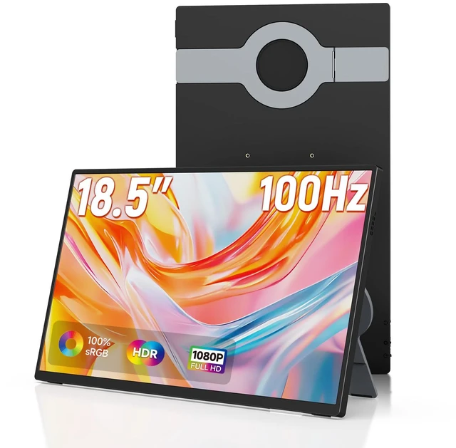 Main image of Portable Monitor 18.5 Inch 100Hz 100% sRGB,1080P FHD IPS Large Portable Monitor with Kickstand,for Laptop HDMI HDR USB C Mac PC Xbox PS4/5 Switch