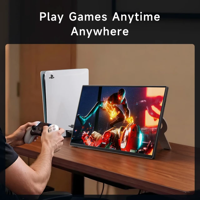 Alt view image 3 of 7 - Portable Monitor 18.5 Inch 100Hz 100% sRGB,1080P FHD IPS Large Portable Monitor with Kickstand,for Laptop HDMI HDR USB C Mac PC Xbox PS4/5 Switch