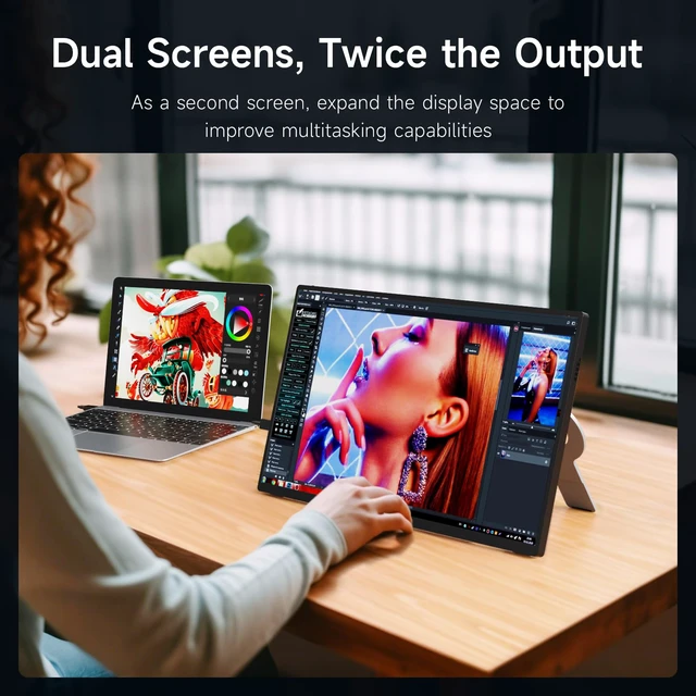 Alt view image 6 of 7 - Portable Monitor 18.5 Inch 100Hz 100% sRGB,1080P FHD IPS Large Portable Monitor with Kickstand,for Laptop HDMI HDR USB C Mac PC Xbox PS4/5 Switch