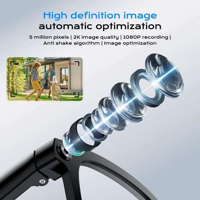 Alt view image 4 of 7 - XO AI Smart Glasses,HD 1080P Camera Glasses with Video Recording & Photo Taking, Language Real-Time Translation Glasses and Color-Change Lens Perfect for Travel, Business