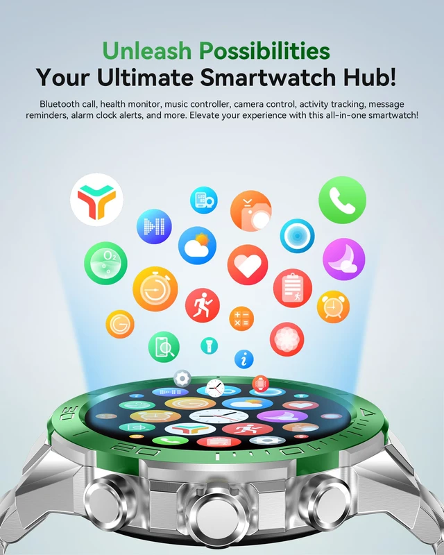 Alt view image 7 of 7 - Military Rugged Smart Watch for Men, AMOLED 1.43" HD Screen, Bluetooth Call Answer/Make, Blood Oxygen/Heart Rate/Sleep Tracker, 7-30 Day Battery, Waterproof Fitness Tracker for iOS Android