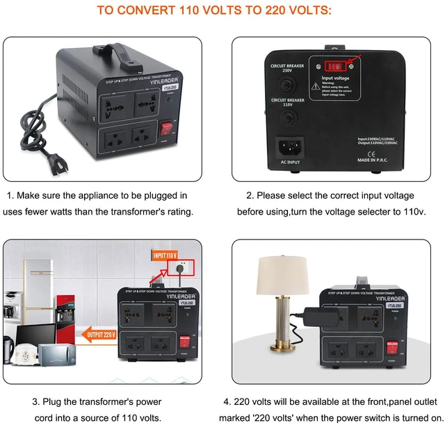 Alt view image 4 of 4 - 110V to 220V Voltage Converter Transformer 2000W Step Up/Down 110/120 Volt - 220/240 Volt Converter