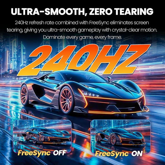 Alt view image 4 of 7 - 24 240Hz Gaming Monitor, Curved FHD 1920 x 1080P, Built-in Speakers, Support 120% sRGB, AMD FreeSync, Low Motion Blur, Wall Mount Installs Compatible, for Office and Games(HDMI 2.0&DP 1.4)Black