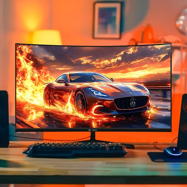 Alt view image 7 of 7 - 24 240Hz Gaming Monitor, Curved FHD 1920 x 1080P, Built-in Speakers, Support 120% sRGB, AMD FreeSync, Low Motion Blur, Wall Mount Installs Compatible, for Office and Games(HDMI 2.0&DP 1.4)Black