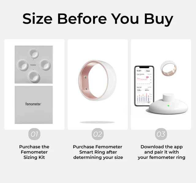 Alt view image 3 of 7 - Ring Gen1 for Fertility and Ovulation Tracking - Size First Sizing Kit - App Auto-Sync - Period & BBT Tracker - Sleep Analysis for Women - Rechargeable & Waterproof Size6