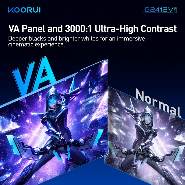 Alt view image 3 of 7 - 24 Inch Gaming Monitor, 170Hz FHD 1080P VA Display with 3000:1 Contrast, Eye Care, HDMI & VGA, VESA 100x100mm Mountable for Dorm Room, Dual-Screen Setup, PC and Console Gaming