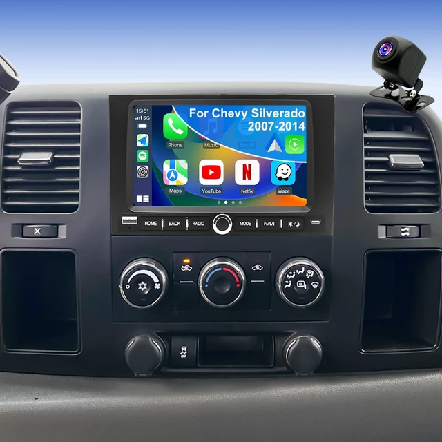 Main image of 5GWifi Upgrade Radio for Chevy Silverado 1500/2500/3500 2007-2013, Express Van 1500/2500/3500 2013-2025, GMC Yukon Acadia 2007-2012, 7" Touch Screen Stereo Wireless Carplay Android Auto GPS FM Camera