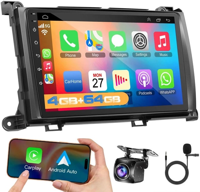 Main image of 4GB+64GB Car Radio for Toyota Sienna 2011-2014,9 inch QLED Touchscreen Android 13 Stereo - Wireless Carplay & Android Auto,GPS Navigation & Bluetooth
