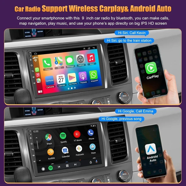 Alt view image 3 of 4 - 4GB+64GB Car Radio for Toyota Sienna 2011-2014,9 inch QLED Touchscreen Android 13 Stereo - Wireless Carplay & Android Auto,GPS Navigation & Bluetooth