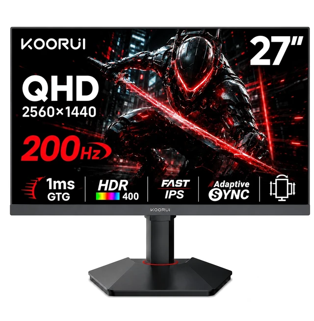 Main image of 27 Inch 2K Gaming Monitor, 200Hz QHD (2560 x 1440p) Fast IPS Screen, 1ms Response Time, HDR 400, 95% DCI-P3, Height/Pivot/Tilt Adjustable Stand, Adaptive Sync Technology, HDMI & DP, G2722P