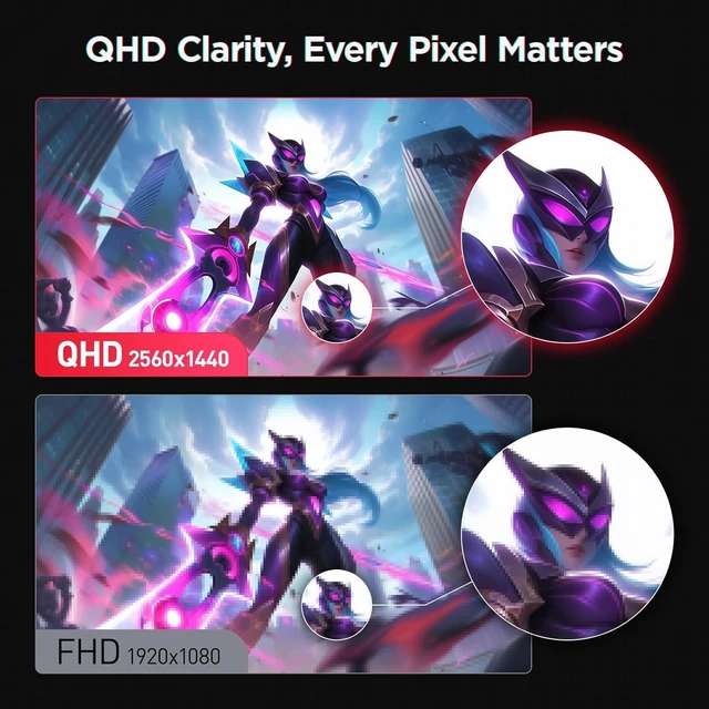 Alt view image 5 of 7 - 27 Inch 2K Gaming Monitor, 200Hz QHD (2560 x 1440p) Fast IPS Screen, 1ms Response Time, HDR 400, 95% DCI-P3, Height/Pivot/Tilt Adjustable Stand, Adaptive Sync Technology, HDMI & DP, G2722P