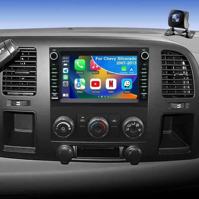 Main image of 5GWifi Car Radio for GMC Sierra Chevy Silverado 1500/2500/3500 2007-2013, Acadia 2007-2012, Tahoe Yukon 2007-2014, Savana Equinox 7inch Stereo Touch Screen Carplay Android Auto GPS Camera