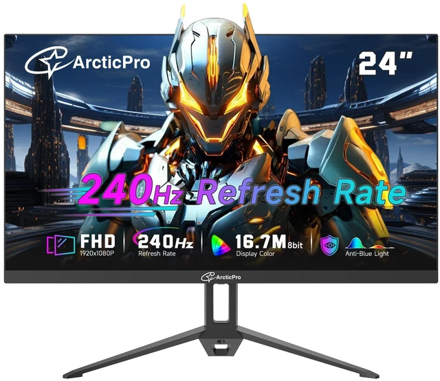 Main image of Monitor 24inch Gaming Monitor 240Hz, FHD 1080p, 2ms Response Time, Adaptive sync, 3000:1 Contrast, PC Monitor, 3-Sided Frameless, Ultra Slim, 120% sRGB, Bluelight Filter, HDMI & DP Ports