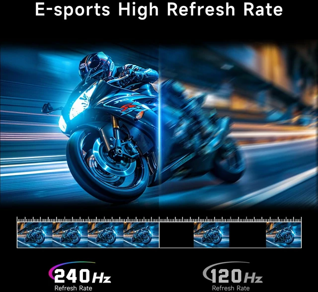 Alt view image 2 of 7 - Monitor 24inch Gaming Monitor 240Hz, FHD 1080p, 2ms Response Time, Adaptive sync, 3000:1 Contrast, PC Monitor, 3-Sided Frameless, Ultra Slim, 120% sRGB, Bluelight Filter, HDMI & DP Ports