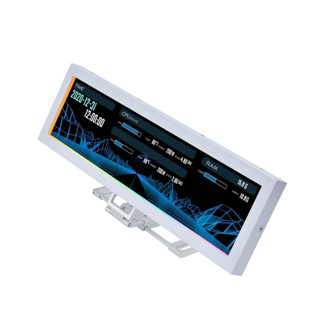 Main image of 8.8" Universal Screen for PC - Adjustable Mounting for Any Computer Setup - Customizable ARGB Frame - PC Temperature Display Panel - LCD Screen Display - Mini Monitor - SM088W (US88 v1 White)