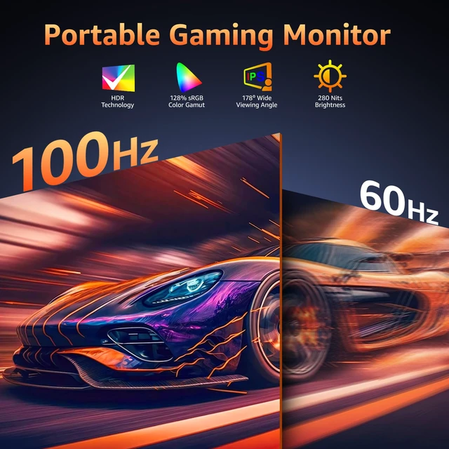 Alt view image 2 of 7 - Portable Monitor for Laptop MacBook Surface PC Xbox PS5, Travel Monitor Second Screen for Laptop, HDMI USB-C VESA Compatible Built-in Speaker, 18.5