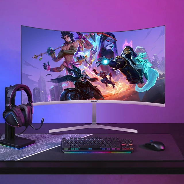 Alt view image 7 of 7 - 27 Inch PC Computer Screen,1800R Curved Gaming 280Hz Monitors, FHD 1080p 1ms, Freesync, 98% sRGB,178 ° Angle View HDMI2.0DisplayPort, Compatible with Wall-Mounted 100 * 100MM-White
