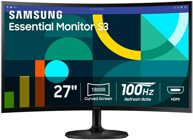 Main image of 27" Essential S3 (S36GD) Curved Monitor - FHD, 1800R Curved Screen, 100Hz, Eye Saver Mode, Game Mode, HDMI D-sub, LS27D36CGANXZA
