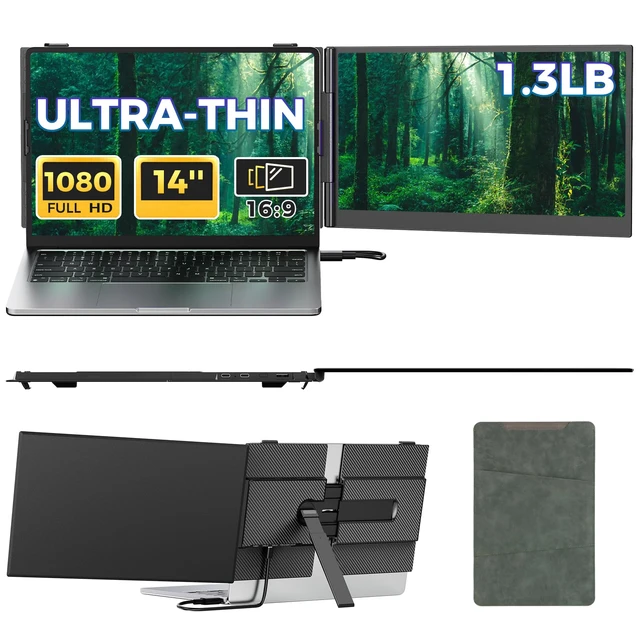Main image of Laptop Screen Extender,14" FHD 1080P IPS Portable Monitor for Laptop,Ultra-Thin 0.17" & 1.3lbs Lightweight,Plug & Play Dual Screen for 13-17.3" Laptops,Compatible with Wins/Mac/Android/Switch/Chrome