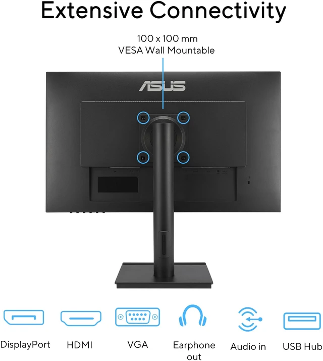 Alt view image 7 of 7 - 27 1080P Business Monitor (VA279QGS) IPS, Full HD, Frameless, 120Hz, Adaptive-Sync, 1ms, HDMI, DisplayPort, VGA, Eye Care, Low Blue Light, Ergonomic, VESA Wall Mountable