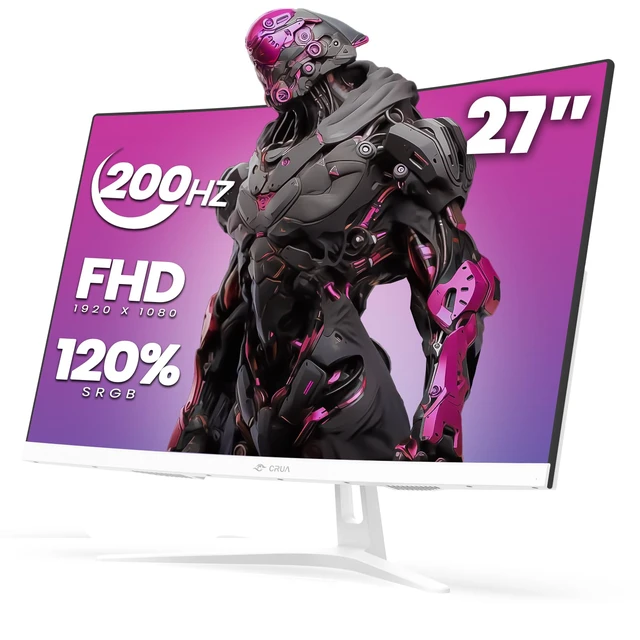 Main image of 27" Curved Gaming Monitor, 165Hz/200Hz FHD 1920x1080 VA Display, 1800R Screen, 120% sRGB, AMD FreeSync, Blue Light Filter, HDMI & DP, White PC Monitor for Gaming, Streaming & Work