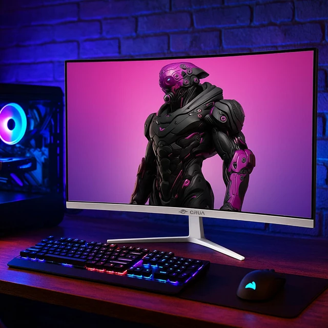 Alt view image 7 of 7 - 27" Curved Gaming Monitor, 165Hz/200Hz FHD 1920x1080 VA Display, 1800R Screen, 120% sRGB, AMD FreeSync, Blue Light Filter, HDMI & DP, White PC Monitor for Gaming, Streaming & Work