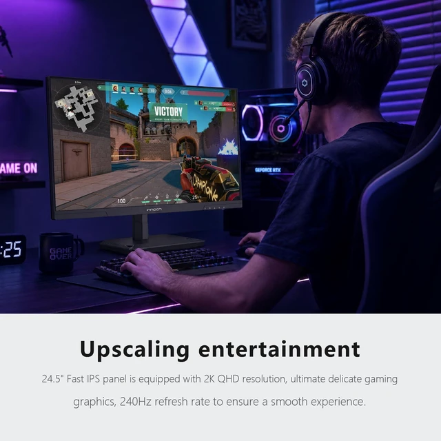 Alt view image 2 of 7 - 24.5 Inch Gaming Monitor 1440P 240Hz QHD 2K PC Desktop Gaming Screen Fast IPS HDMI 2.1 Display, DisplayPort, Built-in Speaker, 25G2S