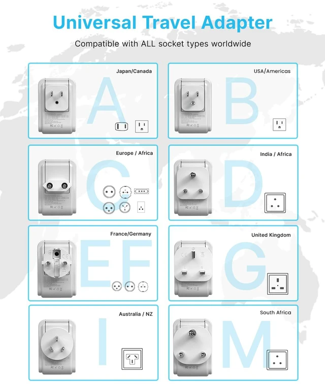 Alt view image 2 of 4 - Universal Travel Adapter Kit, PD 35W International Power Adapter with 4 AC 3 USB Ports(2 USB C), Type A,B,C,D,E/F,G,I,M Swap Adapt Attachments, Travel Adapter Worldwide for Europe/Africa/AUS