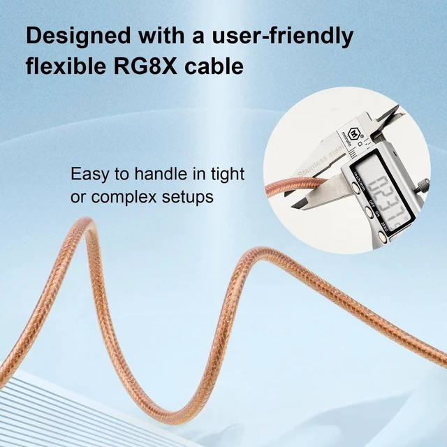 Alt view image 5 of 6 - 100FT RG8X Coaxial Cable, 50 Ohm Low Loss, Solid Copper Conductor, Durable Shielding with PVC Jacket, Ideal for Antennas, Ham Radio, CB Radio, and RF Applications