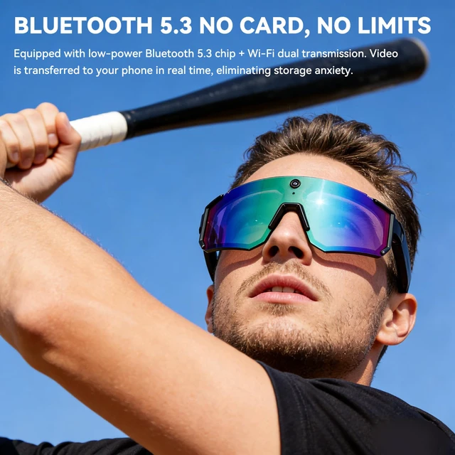 Alt view image 5 of 7 - AI Smart Glasses with 32MP Camera, Video Recording Glasses with Voice Control, Built-in Microphone, AI Voice Assistant, UV Protection, for Cycling & Hiking