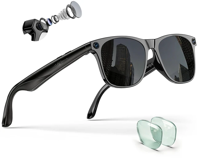 Main image of 4K Camera Glasses with ChatGPT AI, Polarized Lenses + Extra Photochromic, EIS Anti-Shake Video Recording, Open Ear HiFi Audio, Ideal for Driving & Vlog