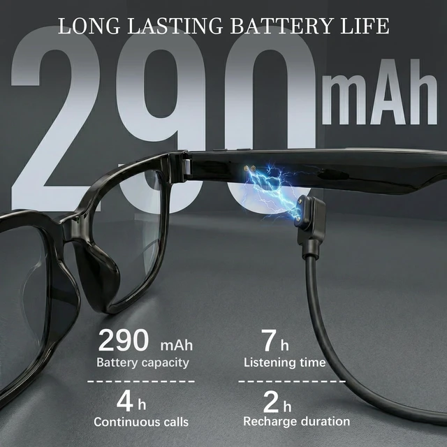 Alt view image 5 of 7 - 4K Camera Glasses with ChatGPT AI, Polarized Lenses + Extra Photochromic, EIS Anti-Shake Video Recording, Open Ear HiFi Audio, Ideal for Driving & Vlog