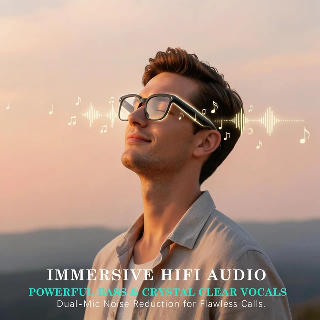 Alt view image 7 of 7 - 4K Camera Glasses with ChatGPT AI, Polarized Lenses + Extra Photochromic, EIS Anti-Shake Video Recording, Open Ear HiFi Audio, Ideal for Driving & Vlog