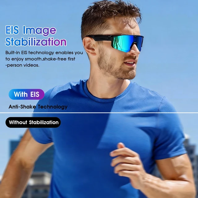 Alt view image 4 of 7 - AI Smart Glasses with Camera 4K, 8MP HD POV Video Recording Glasses with Camera, Built-in Storage(No SD Card Needed), Wearable Tech Bluetooth Sunglasses for Outdoor Sports Cycling/Skiing/Running