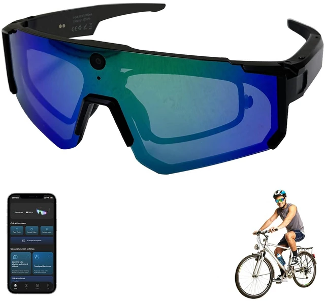 Main image of AI Smart Glasses with Camera 4K, 8MP HD POV Video Recording Glasses with Camera, Built-in Storage(No SD Card Needed), Wearable Tech Bluetooth Sunglasses for Outdoor Sports Cycling/Skiing/Running