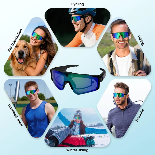 Alt view image 5 of 7 - AI Smart Glasses with Camera 4K, 8MP HD POV Video Recording Glasses with Camera, Built-in Storage(No SD Card Needed), Wearable Tech Bluetooth Sunglasses for Outdoor Sports Cycling/Skiing/Running