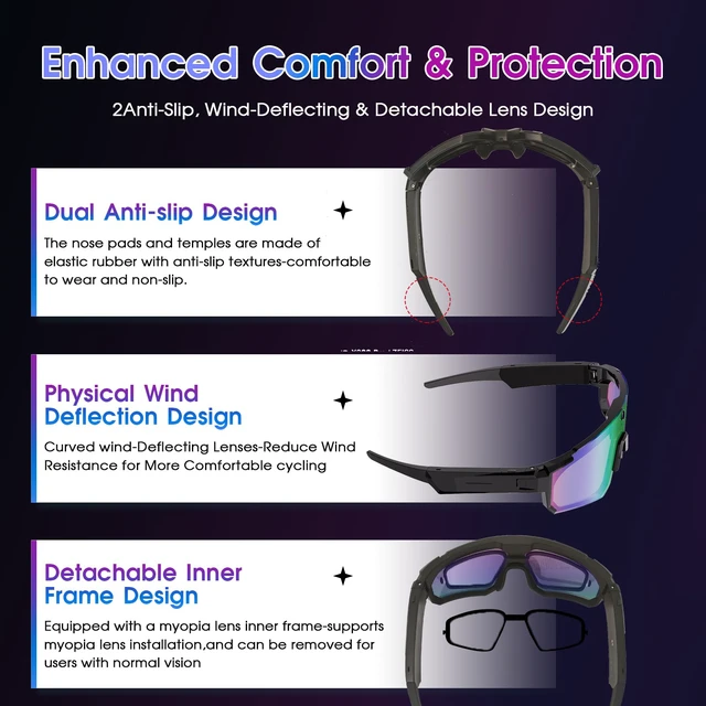 Alt view image 6 of 7 - AI Smart Glasses with Camera 4K, 8MP HD POV Video Recording Glasses with Camera, Built-in Storage(No SD Card Needed), Wearable Tech Bluetooth Sunglasses for Outdoor Sports Cycling/Skiing/Running