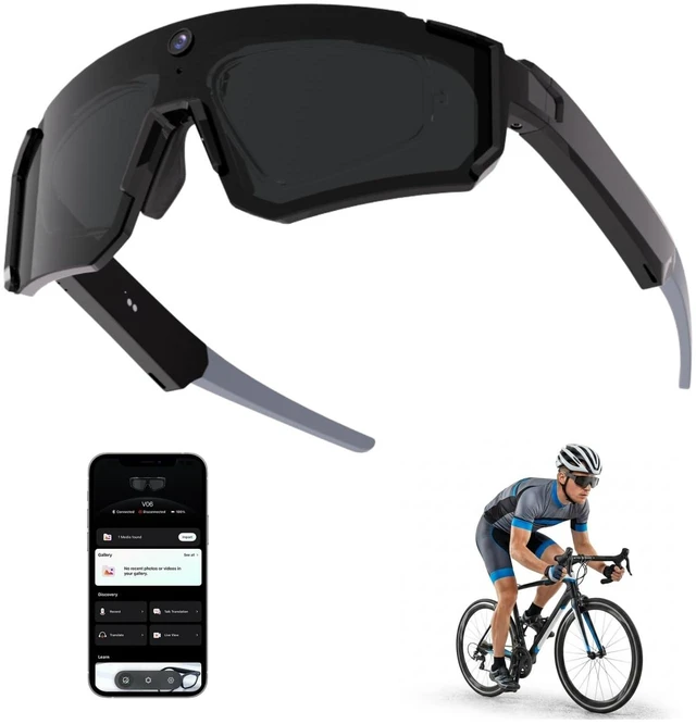 Main image of AI Smart Glasses with Camera 4K, 8MP HD Video Recording Glasses with Built-in Storage, UV Protection & AI Assistant, Bluetooth Sunglasses with Camera for Cycling, Skiing, Baseball & Outdoor Sports