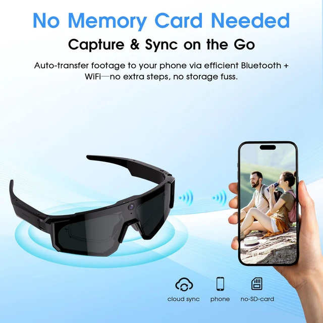 Alt view image 7 of 7 - AI Smart Glasses with Camera 4K, 8MP HD Video Recording Glasses with Built-in Storage, UV Protection & AI Assistant, Bluetooth Sunglasses with Camera for Cycling, Skiing, Baseball & Outdoor Sports