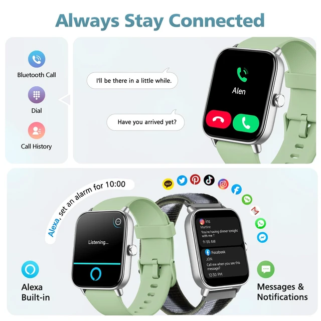 Alt view image 3 of 7 - 1.85" Smart Watches for Women Men, 120+ Sport Modes Fitness Tracker Watch Smart Watch for iPhone/Samsung/Android Compatible, Bluetooth Calls, Recieve SMS/Notifications, Sleep/Heart Rate/SpO2 Monitor