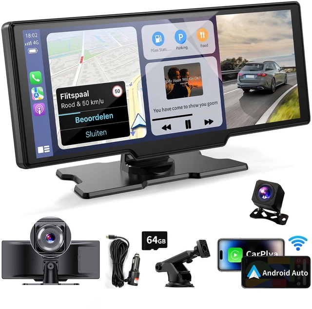 Main image of Wireless Portable Carplay Screen for Car - 10.26Inch Carplay & Android Auto Car Touch Stereo, with 4K Dash Cam, Backup Camera,Bluetooth,GPS Navigation