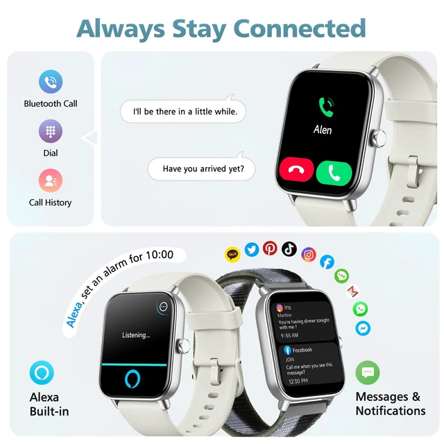 Alt view image 4 of 7 - Smart Watch for Android Phones & iPhones, 120+ Sport Modes Fitness Watch Make/Answer Calls, 1.85" Fitness Trackers for Women Men with SpO2/Sleep/Heart Rate Monitor, 3ATM Activity Tracker, 2 Bands
