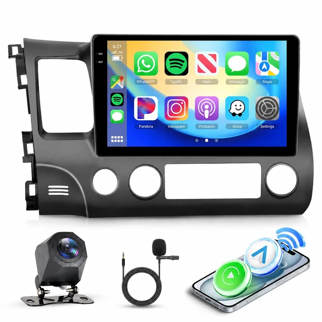 Main image of 4G 128G Car Radio for Honda Civic 2006-2011 Stereo 10.1 inch Incell Touch Screen Wireless CarPlay Android Auto Android Head Unit DAB Bluetooth GPS 5G WiFi SWC Backup Camera