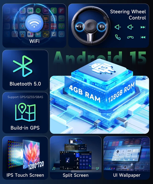 Alt view image 4 of 4 - 4G 128G Car Radio for Honda Civic 2006-2011 Stereo 10.1 inch Incell Touch Screen Wireless CarPlay Android Auto Android Head Unit DAB Bluetooth GPS 5G WiFi SWC Backup Camera