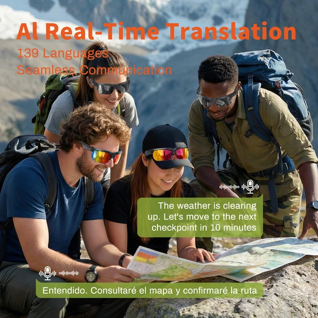 Alt view image 2 of 7 - Smart Cycling Glasses with 20MP Camera, AI Voice Assistant & Real-World Recognition, EIS Anti Bluetooth Audio Sunglasses, Sports Camera Glasses for Outdoor Activity Men Women (Purple & Yellow Lens)